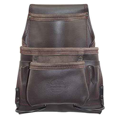 Graintex OS2251 9 Pocket Oil Tanned Leather Nail & Tool Pouch Dark Brown Color for Constructor/Electrician/Plumber