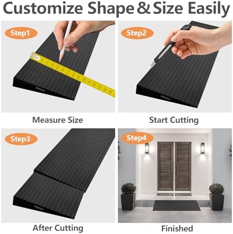 1.8" Rise Threshold Ramps for Doorways, Driveways, Heavy Duty Solid Rubber 9000lbs Capacity, Non-Slip & Cuttable Handicap Ramp for Wheelchairs, Scooters, Strollers, Curbs- 1.8″Rise (35″×9.8″)
