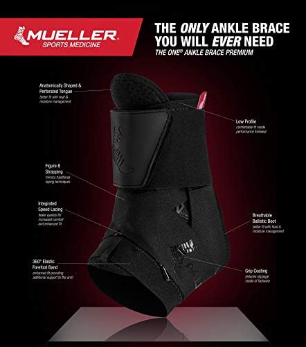 MUELLER Sports Medicine The One Ankle Brace Premium, Ankle Pain Relief Support for Men and Women, Ideal for Sprains, Strains, Arthritis, Black
