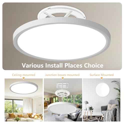 20 Inch LED Flush Mount Ceiling Light, 40W, 4350LM, 3000K/4000K/6000K CCT Selectable Super Slim Round Flat Panel Light for Living Room, Bedroom, Kitchen