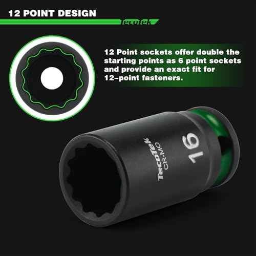 3/8-Inch Drive 12-Point Metric Semi-Deep Impact Socket Set, Mid-Length Socket Set, 7mm to 19mm, CR-MO, Stamped and Ink Filled Size Marking, 13-Piece
