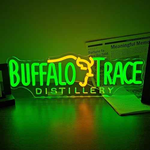 Buffalo Neon Sign Trace Distillery Whiskey Neon Lights for Bedroom Home Business Club Pub Neon Bar Sign for Man Cave Light up Sign for Wall Decor Gift