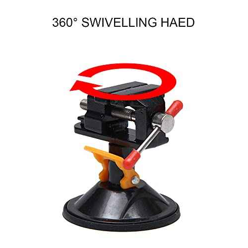 Universal Mini Table Bench Screw Clamp Engraving Table Vice 360 Rotatable Adjustable Table Vise Suction Cup Base for Jewelry Watch Walnut