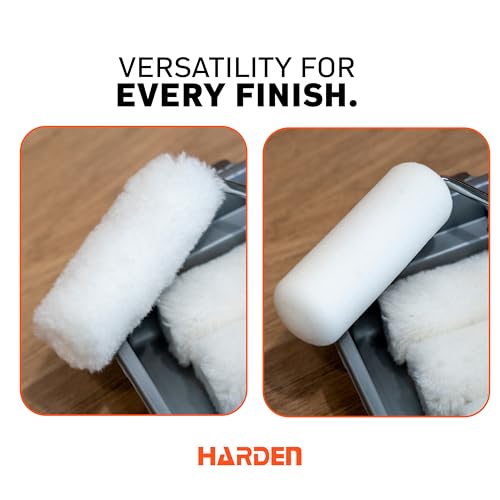 Professional 4 inches 7-Piece Paint Roller Brush Set ? Includes Foam & Polyester Acrylic Rollers, Silver Paint Trap, TPR Handle ? Ideal for Smooth Finishes on All Paint Types