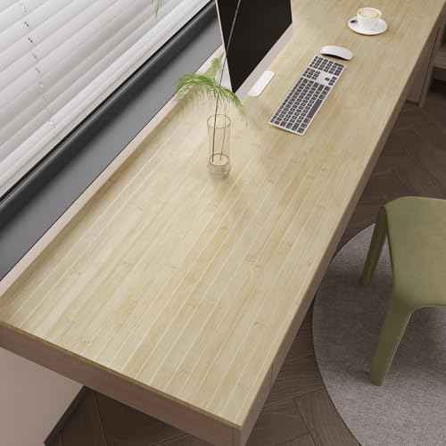 CHIHUT Light Beige Bamboo Wood Grain Peel and Stick Wallpaper Self Adhesive Removable Wood Grain Contact Paper for Cabinets Walls Nature Wood Look Wallpaper for Kitchen Countertops 12''x100''