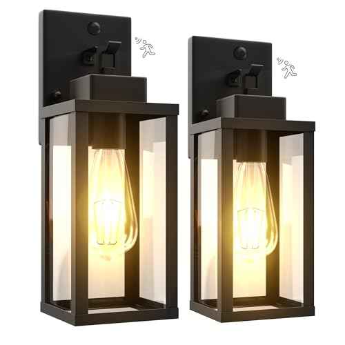 Motion Sensor Dawn to Dusk Outdoor Sensor Light Fixture Anti-Rust Exterior Wall Lighting Waterproof Outdoor Wall Lantern for Porch Patio Front Door Garage - 2 Pack