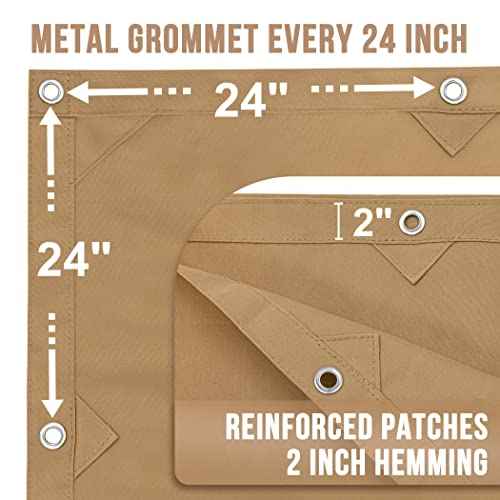 CARTMAN Finished Size 6x8 Feet Tan 2PK Canvas Tarp with Rustproof Grommets, Heavy Duty Multipurpose Tarpaulin Cover for Canopy Tent, Roof, Camping, Woodpile