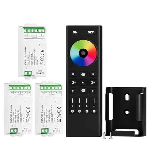 BTF-LIGHTING 2.4GHz Wireless RF Remote RC03RFB &3PCS C04RF Tuya Controller Kit 4 Zones Group Control 5050SMD FCOB COB PWM RGBW (+ R G B W) 5pin LED Strip DC5V DC12V DC24V