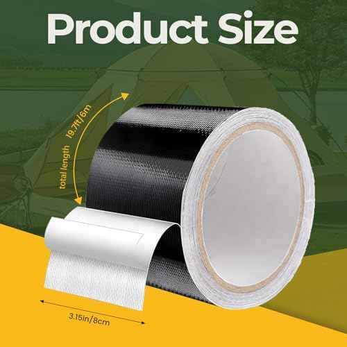 RV Awning Repair Tape for Tarp Outdoor Repair Tape for Canvas, Boat Covers, Tent, Sail, Waterproof, UVproof, Black