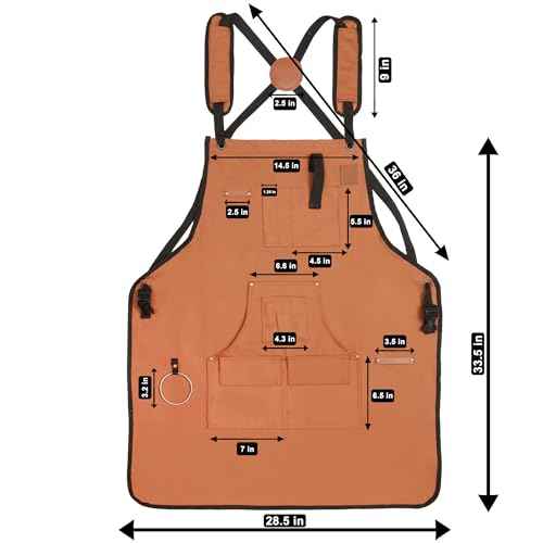 Woodworking Apron for Men - 9 Reinforced Pockets Durable Canvas Rugged Elegance Padded Cross Straps - Tool Apron