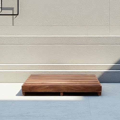 Acacia Wood Step Platform (25'' L x 16'' W x 3.8'' H, No Assembly Required), Outdoor Steps with Non-Skip Pads for Seniors, Wooden One Step Stool for Bed, Stair, Bathroom, Kitchen, Garden
