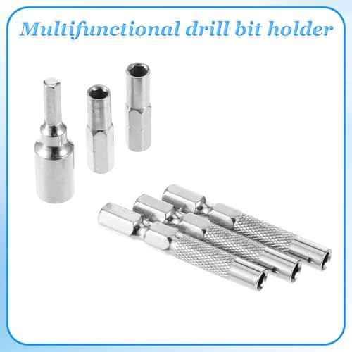 6 Pack 1/4" to 4 mm Bit Adapter, Magnetic Hex Screwdriver Converter, Converter Adapter Precision Bits, 6.35 mm to 0.4 cm Drill Extension for Precision Bits, Micro Bit Holder for Repair DIY Projects
