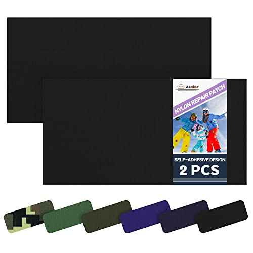 Azobur 2-Pack Nylon Repair Patches Self Adhesive Vinyl Outdoor Camping Gear Repair Kit,Waterproof Fabric Repair Patches for Down Jacket, Tent, Sleeping Bag £¨10X20cm£©