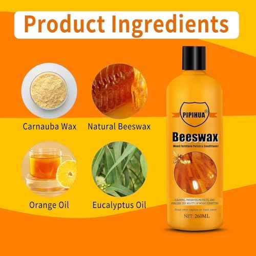 PIPIHUA Beeswax Furniture Polish & Conditioner - Wood Seasoning Beeswax, Furniture Wax for Wood Polish, Cleaner and Restorer, 8.79 Fl Oz