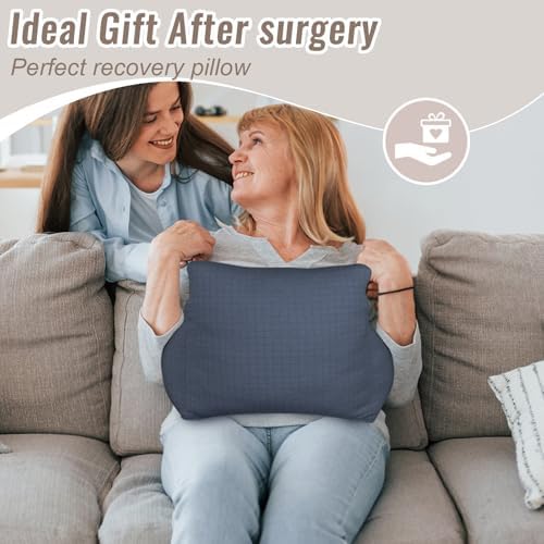 Hysterectomy Recovery Pillow, Post-Surgery Cushion for Abdomen C-Section Tummy Tuck Lumpectomy Myomectomy Patients Must Haves Abdominal Pillow with Pocket (Navy Blue)