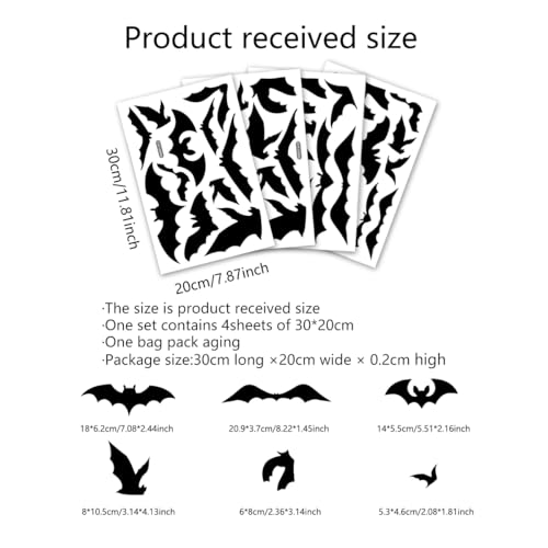 Bats Wall Decals, Halloween Gothic Home Decoration, Large Bats Wall Sticker Room Decor, Wall Decor Mural for Nursery Bedroom Living Room Kitchen Home Decoration.