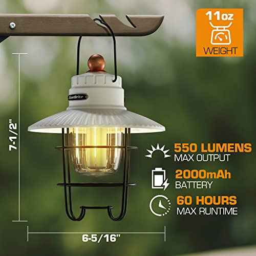 EverBrite LED Camping Lantern, USB C Rechargeable Lantern with 3 Light Modes, Vintage Outdoor Lanterns with Power Bank Function for Power Outages, Hurricane, Emergency, Fishing