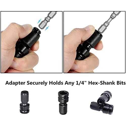 2 Pcs Drill Socket Adapter - 1/2 Inch Square Drive to 1/4 Inch Hex Shank Impact Wrench Adapter with Quick Release Chuck Converter for Impact Ratchet Wrench and Screwdriver Bit Holding Socket