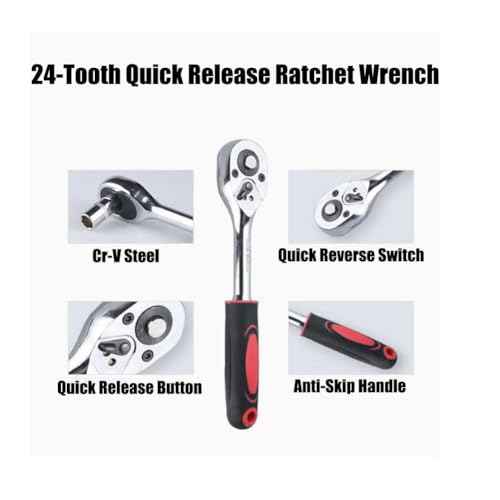 12-Piece 1/4" Ratchet Socket Wrench Set, Drive Socket Set of 10 4-13mm Socket Quick Release Ratchet Handles and Extensions