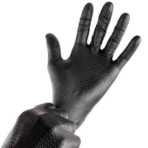 Heavy Duty Nitrile Gloves, Dual Tone, Black Green, ZIG Textured, Secure Grip,Latex Free,Powder Free, 8mil, Box of 100