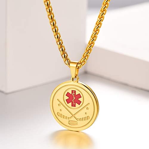 Supcare Medical Alert Necklace for Men Women, Stainless Steel Engraved Medical Emergency Pendant,Customized Medical ID Jewelry(16 Types)