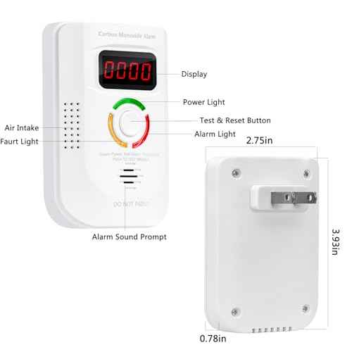 2 Pack Carbon Monoxide Detectors Plug in,Portable Carbon Monoxide Alarm with 2 Pcs LED Light Blocking Stickers,CO Detector with Digital Display,Plug-in CO Monitor,Travel Carbon Monoxide Meter