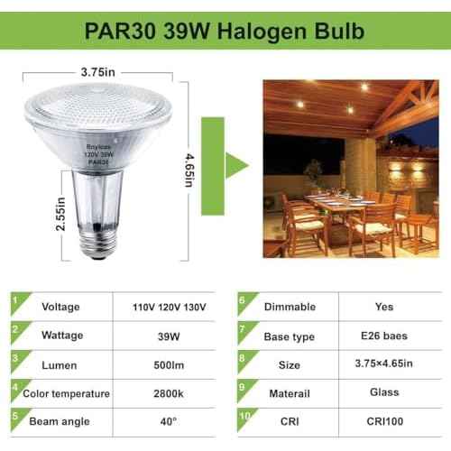 PAR30 Long Neck, 6PCS PAR30L Flood Light Bulbs Dimmable, PAR30 Bulb 120V 50W Replacement, Long Lasting Lifetime, High brightness Warm White, E26 Medium Screw Base, 39PAR30/FL for Recessed Light Bulb
