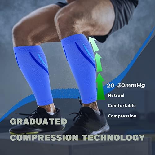 Calf Compression Sleeve for Men & Women 20-30 mmHg, Leg compression Sleeve, Footless Compression Socks (1 or 2Pair)