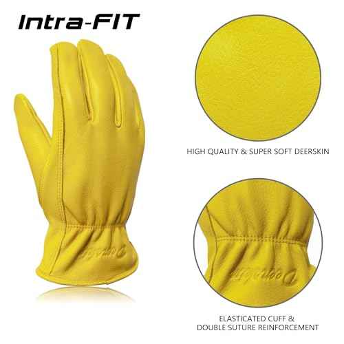 General Work Gloves, Deerskin Construction Gloves,Soft, Improved Dexterity