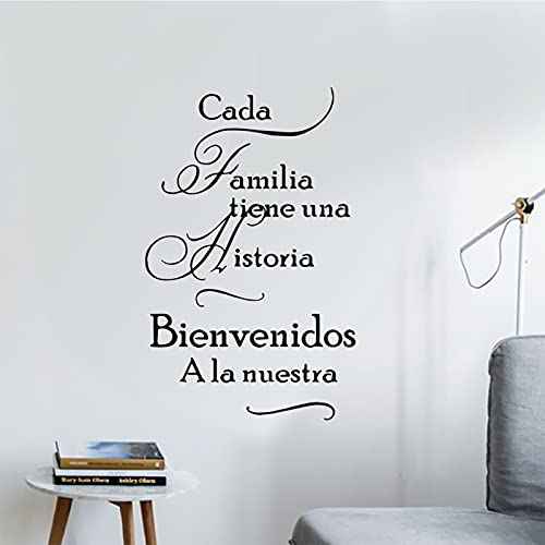 CADA Familia tiene UNA Historia Art Wall Decals, Warm Family Quotes Wall Decal, Vinyl Sayings Words Wall Decor, Removable DIY Wall Mural for Bedroom, Living Room, Home Decoration