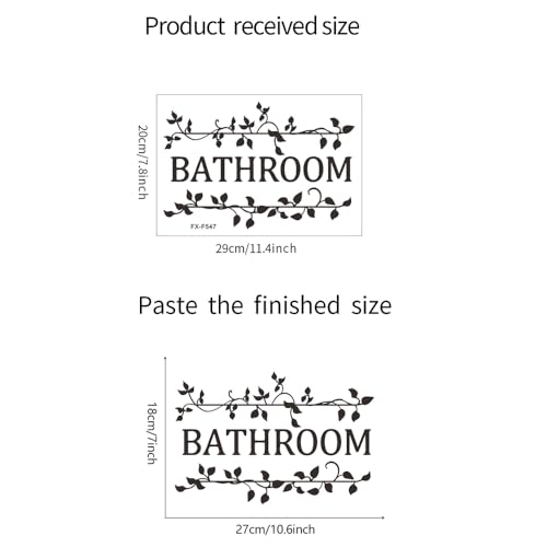 HAOHUODUO 2 Black Vine Bathroom Decals - Stickers for Bathroom Decor, Vinyl Wall Art 11.4x7.8 Inch