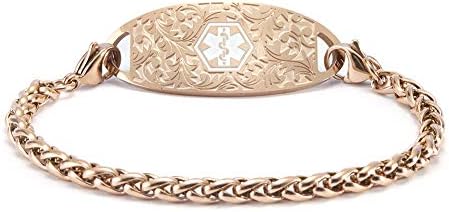 Free Engraving Stainless Steel Filigree Medical Alert ID Tags Accessories for Medical ID Bracelet Handmade Jewelry - 2Pcs