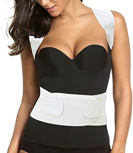Thoracic Back Brace Posture Corrector - Magnetic Support for Neck Shoulder Upper and Lower Back Pain Relief - Perfect Posture Brace for Cervical Lumbar Spine - Fully Adjustable Belt (Beige, Large)