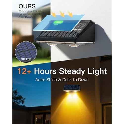 Solar Fence Lights Outdoor, 6 Pack IP65 Waterproof Fence Lights Solar Powered with Ultra-Bright LED Lens, 9 Color Modes, 12+ Hours Steady Glow for Deck/Backyard/Patio/Pool/Wall - Black