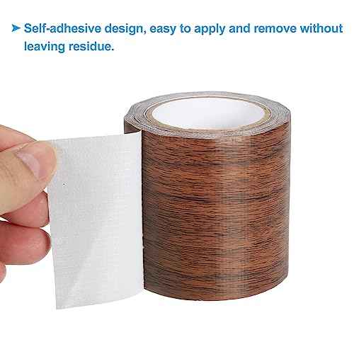 PATIKIL Wood Grain Repair Tape 2.2" X15', Self Adhesive Realistic Textured Repair Tape Patch for Floor Door Table Cabinets Desk, Dark Brown Oak