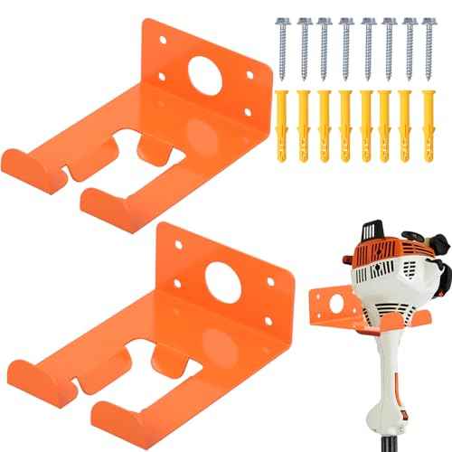 WeedEater Rack & Chainsaw Holder - Heavy Duty Garage Organizer Wall Mount for Grass Trimmer,Hedge Trimmer, Backpack Blower, Garden Tools, 2 Pack