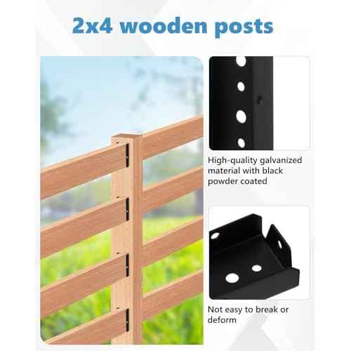2x4 Fence Brackets for Wood Rail, 80 Pack Black Deck Railing Brackets for 2¡± X 4¡± Wood Post, Thickness 1.2mm(18 Gauge) Fence Bracket, Screws Not Included