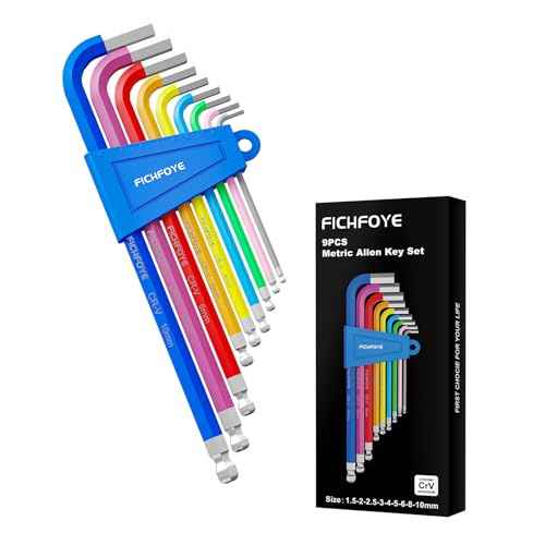 9PCS Metric Allen Key Set, Color Coded Hex Key, 1.5-10MM Anti-Slip Long Ball End Hex Wrench Set Ideal for Dismantling Machinery, Equipment, Vehicle, and Bicycle Maintenance