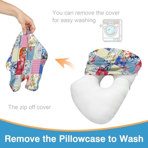 Ear Piercing Pillow for Side Sleepers with Washable Cover Pillows with Holes for Ear Pain,Donut Pillow for Adults CNH Ear Pain Relief Pressure Sores Ear Pillow with Hole in Center