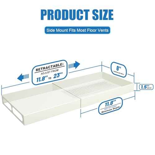 Sideways Vent Extender for Under Furniture,Metal Material, 570¢µ, Heat-Resistant Floor Vent Deflector,Adjustable 11.8"-23", Compatible with Bed/Sofa/Wardrobe(Bottom Clearance >1.5")