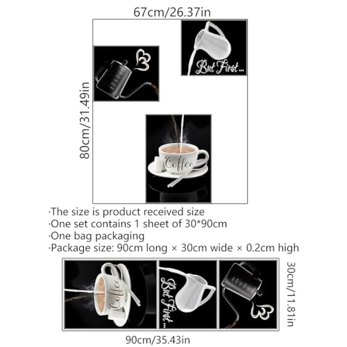 Coffee Theme Wall Decals Set, Creative Making Coffee Wall Stickers, Peel and Stick Vinyl Coffee Wall Decals, Art Decor Wallpaper for Kitchen, Home, Office, Coffee Bar, Cafe Pub, Restaurant, Set of 3