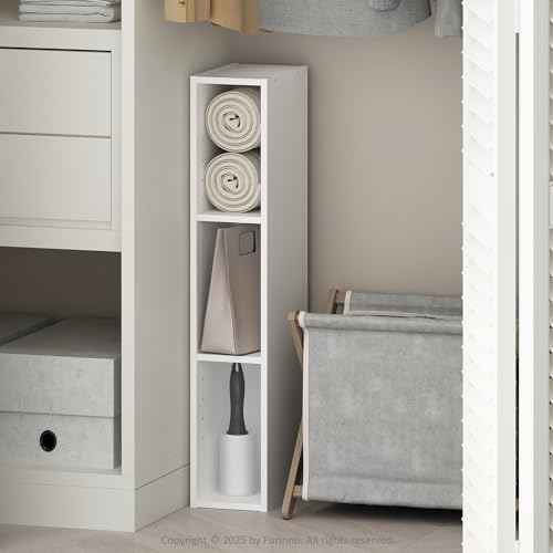 Furinno Reed 3-Tier Closet Organizers and Storage, Closet Organizer, Open Shelf Closet Storage, for Wardrobe, Bedroom, Living Room, 6-Inch Width, White