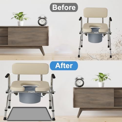 Bedside Commodes Mat Portable Bedside Toilet Mat with Raised Edge, Under Commode Chair Mat Non-Slip Recycle Commode Toilet Pad Waterproof Floor Protector, Silicone Mat for Porta Potty, 23.6"X19.7"