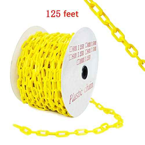 Reliabe1st 126 Feet Yellow Plastic Safety Barrier Chain with 4 Magnetic Hooks and 1 Chain Cutter | Caution Security Chain Safety Chain for Crowd Control