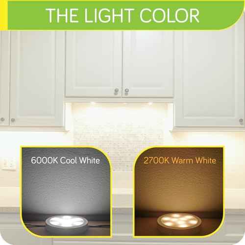 Under Cabinet LED Puck Lights Kit, Kitchen Hutch Shelf Lighting, Parallel Connection, 120VAC Wall Plug & Hardwired, Remote Control Dimmable, Warm White, 16 Lights