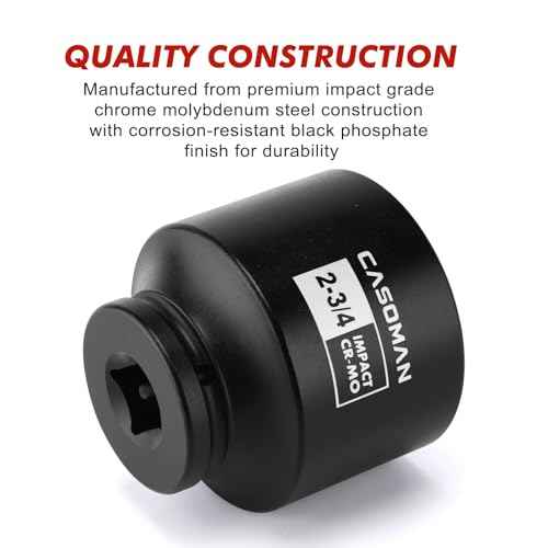 CASOMAN 3/4" Drive x 2-3/4" Shallow Impact Socket, 6-Point, SAE, CR-MO
