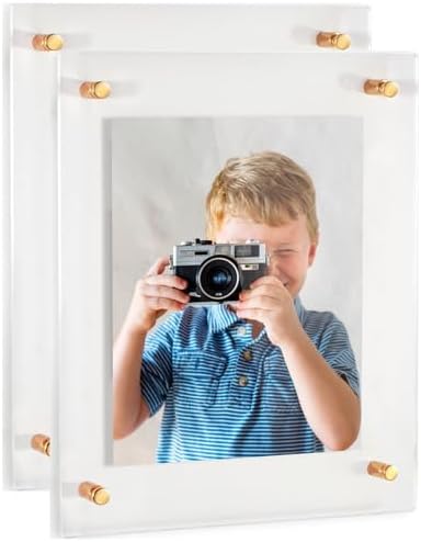 ArtToFrames 13x16 Inch Double Panel Floating Acrylic Picture Frame (Full Frame is 17x20) comes with Gold Standoff Hardware, Made in the USA, 2 Pack