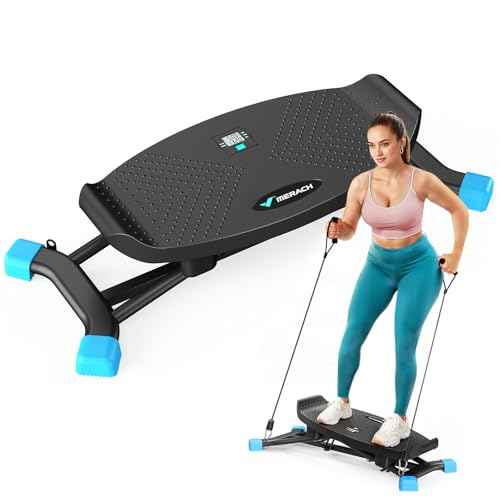 MERACH Balance Board for adults, Wobble Board with Resistance Bands, Portable Wiggle Balance Trainer Featuring LCD Monitor, 300 lbs Capacity Ski Slide Rock Stepper for Full Body Workout at home gym