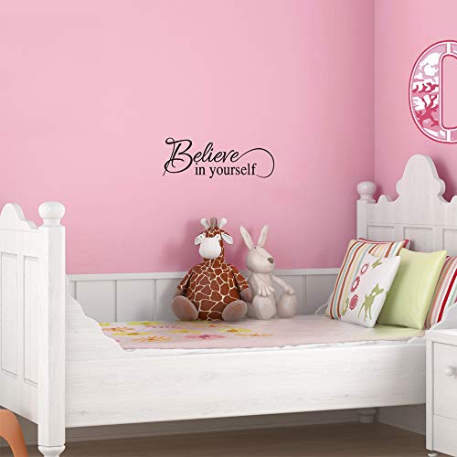 Believe in Yourself Vinyl Wall Decal Inspirational Wall Phrase Positive Motto Handwriting Art Letters Home Decor