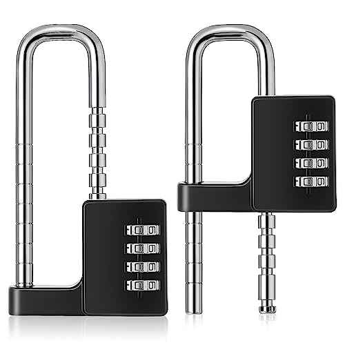 Gisafai 2 Pieces 4 Digit Combination Cabinet Lock, Long Code Combination Padlock for Gym School Lockers, Child Proof Code Sliding Locks for Fences, Drawers Closet